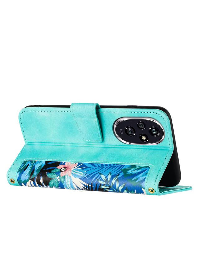 S-TOP Case For Honor 200 Floral Pattern Leather Phone Case with Lanyard - Image 4