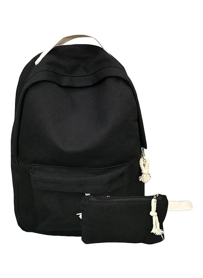 Adjustable Straps Backpack With Pouch Black 