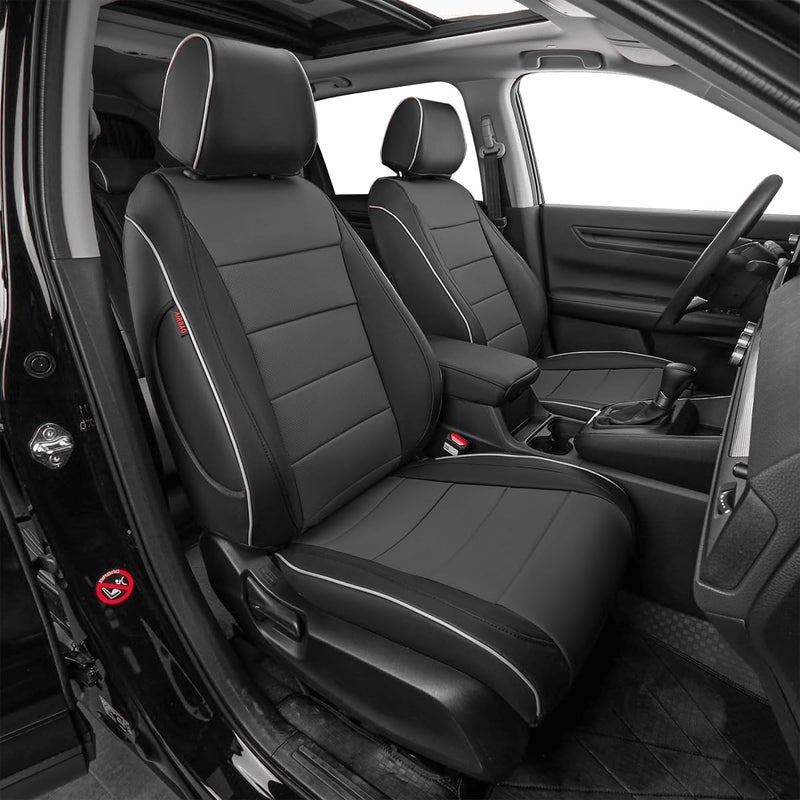 EKR Custom Fit Leather Seat Covers for Honda HRV LX (2019-2022) - Black/Gray - Image 1
