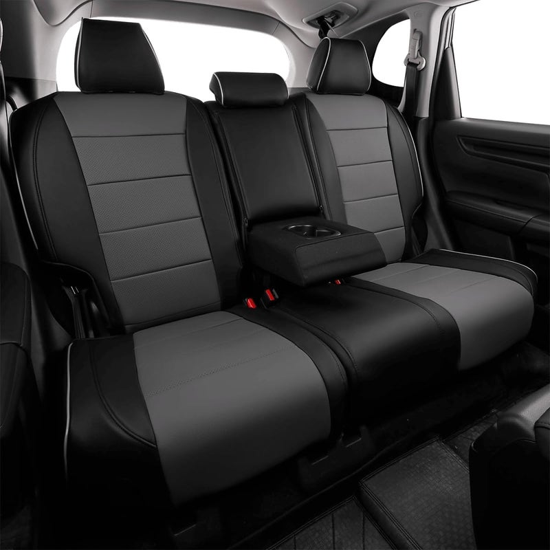 EKR Custom Fit Leather Seat Covers for Honda HRV LX (2019-2022) - Black/Gray - Image 5