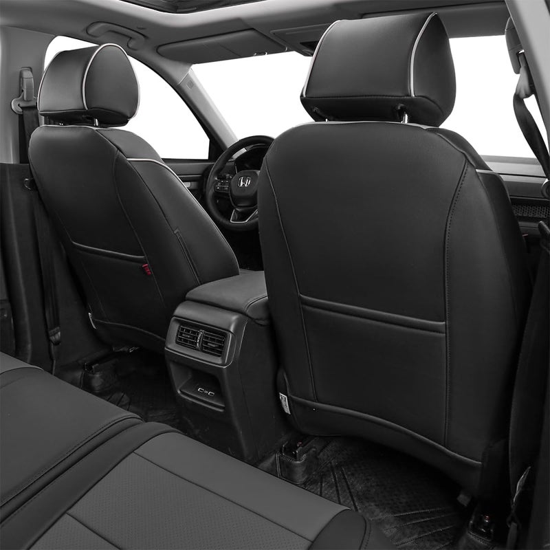 EKR Custom Fit Leather Seat Covers for Honda HRV LX (2019-2022) - Black/Gray - Image 3