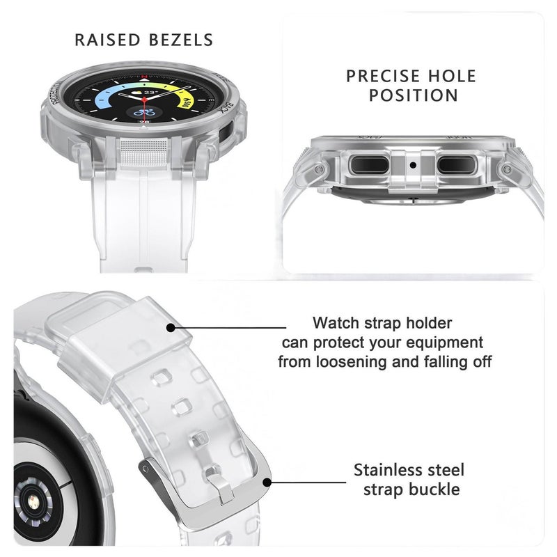 سوار ساعة ذكية باللون وردي قابل للتعديل متوافق مع Samsung Galaxy Watch 5 Pro بملاءمة قابلة للتعديل وحزام بديل - Image 4