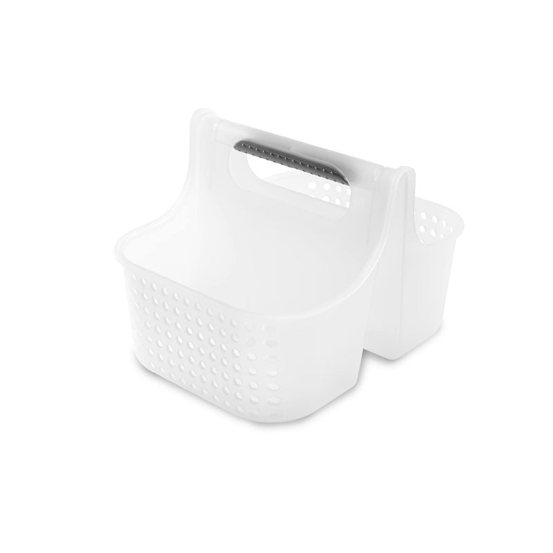 Madesmart 2-Compartment Soft Grip Shower Tote for Bathroom Organization, Plastic Storage Shower Caddy Bucket, Small, Frost - Image 1