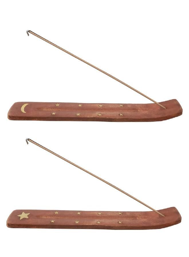 yueton 4pcs Traditional Vintage Wooden Incense Stick Holder Wood Incense Tray Handmade Incense Burner with Ash Catcher for Aromatherapy, Meditation, Yoga, Home, Office, Hotel, Buddhist Temple - Image 3