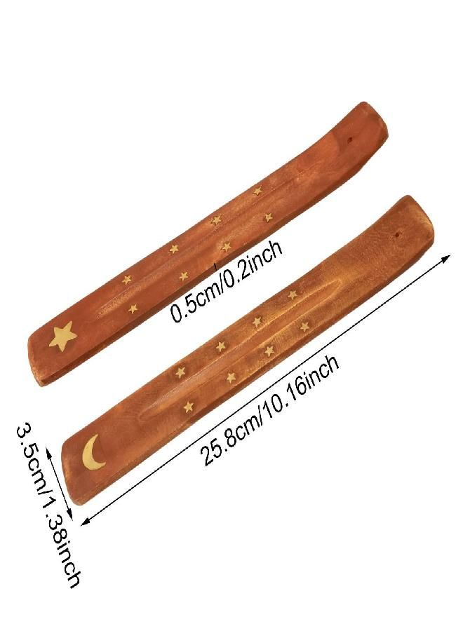 yueton 4pcs Traditional Vintage Wooden Incense Stick Holder Wood Incense Tray Handmade Incense Burner with Ash Catcher for Aromatherapy, Meditation, Yoga, Home, Office, Hotel, Buddhist Temple - Image 5