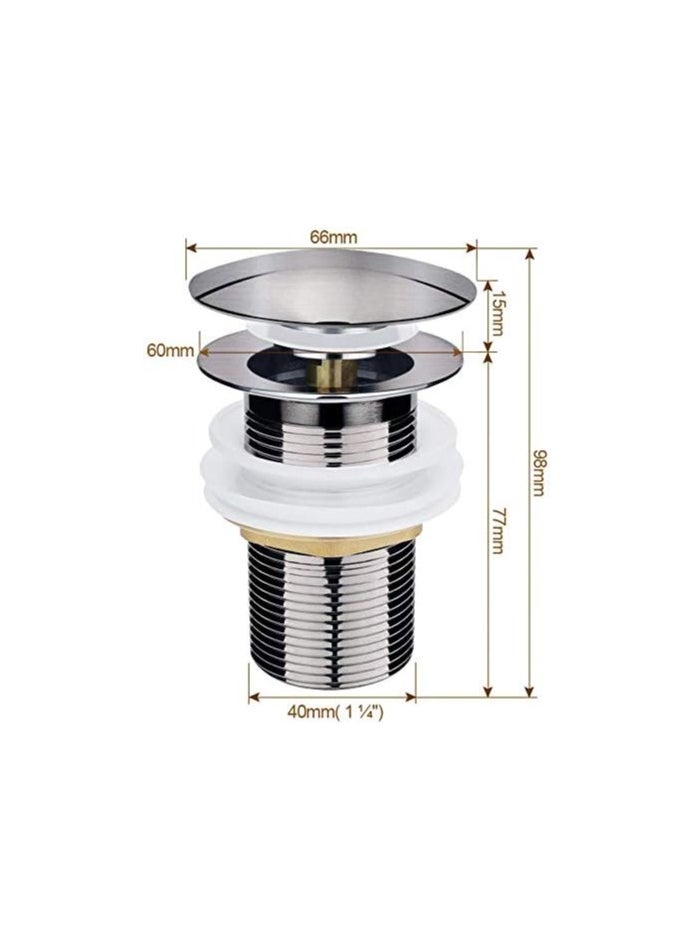 FIRST PRO Basin Sink Waste Unslotted Modern Pop Up Click Clack Nickel Plated Sprung Plug  - Image 4