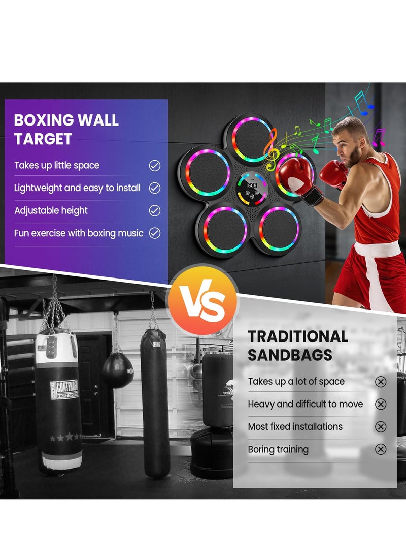 XiuWoo Music Boxing Machine, LED Wall Mounted Music Boxing Punching Bag with 2 Pairs of Gloves, Bluetooth Mode, 9 Speed ​​Modes, 9 Training Modes, Counting Mode, Music Boxing Machine for Adults and Kids  - Image 2