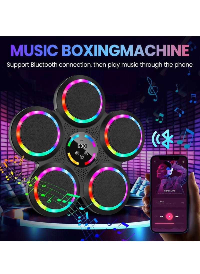 XiuWoo Music Boxing Machine, LED Wall Mounted Music Boxing Punching Bag with 2 Pairs of Gloves, Bluetooth Mode, 9 Speed ​​Modes, 9 Training Modes, Counting Mode, Music Boxing Machine for Adults and Kids  - Image 3