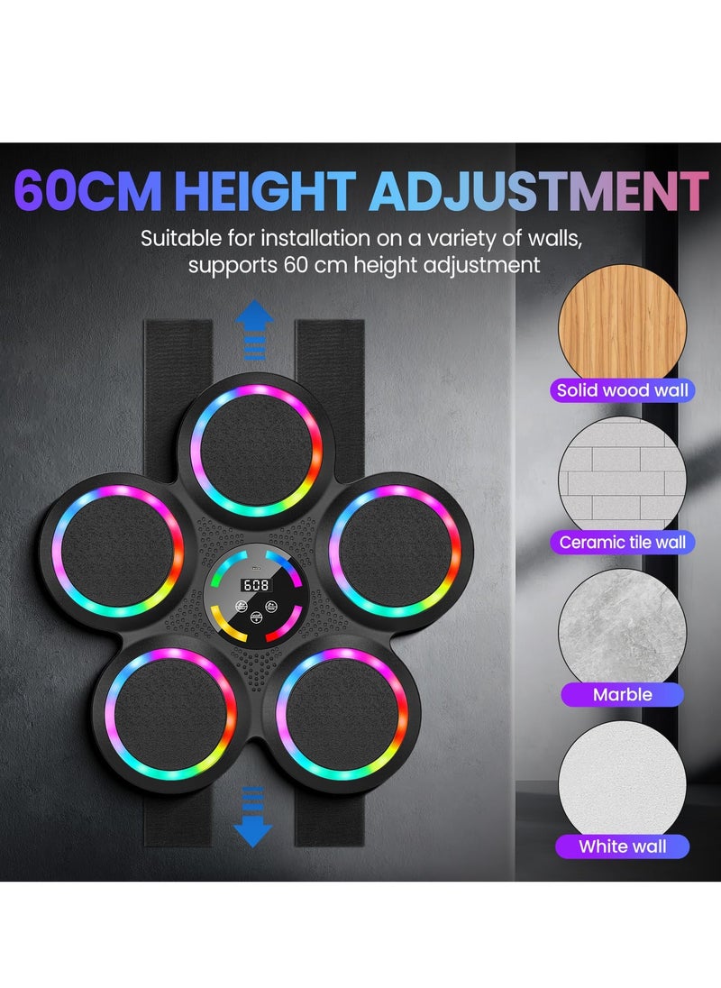 XiuWoo Music Boxing Machine, LED Wall Mounted Music Boxing Punching Bag with 2 Pairs of Gloves, Bluetooth Mode, 9 Speed ​​Modes, 9 Training Modes, Counting Mode, Music Boxing Machine for Adults and Kids  - Image 4