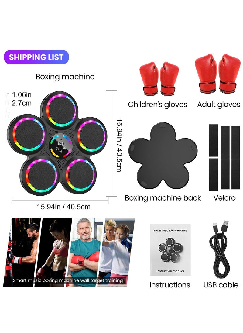 XiuWoo Music Boxing Machine, LED Wall Mounted Music Boxing Punching Bag with 2 Pairs of Gloves, Bluetooth Mode, 9 Speed ​​Modes, 9 Training Modes, Counting Mode, Music Boxing Machine for Adults and Kids  - Image 5