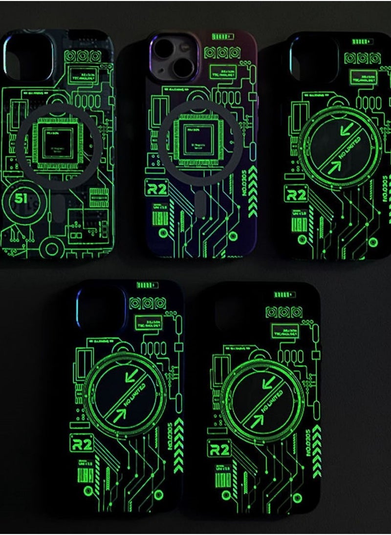 Luminous Tech Circuit Board Magnetic Wireless Case for iPhone 14 Pro Max 6.7 inch Cover