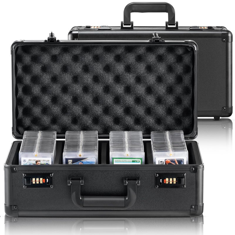 VEVOR 120 PSA Graded Card Storage Box 4 Slots with Coded Lock Foam Dividers Graded Sports Cards Holder Carrying Case for 84 BGS Cards 96 SGC Cards 428 Top Loaders or 999 Loose Cards - Image 2