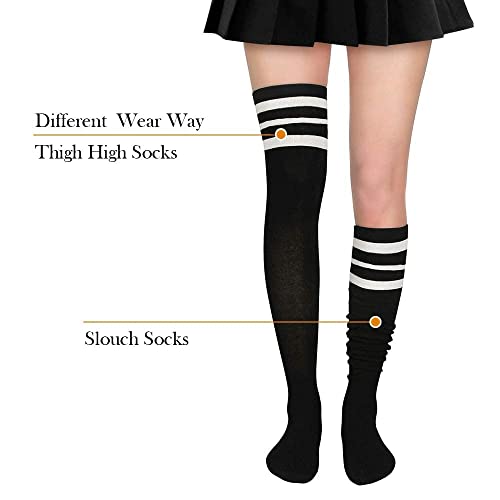 Zando Womens Thigh High Socks Over Knee Tube Stocking Socks Cotton High Leg Warmers Warm Cosplay Legging Sock 1 Pair White One Size - Image 3