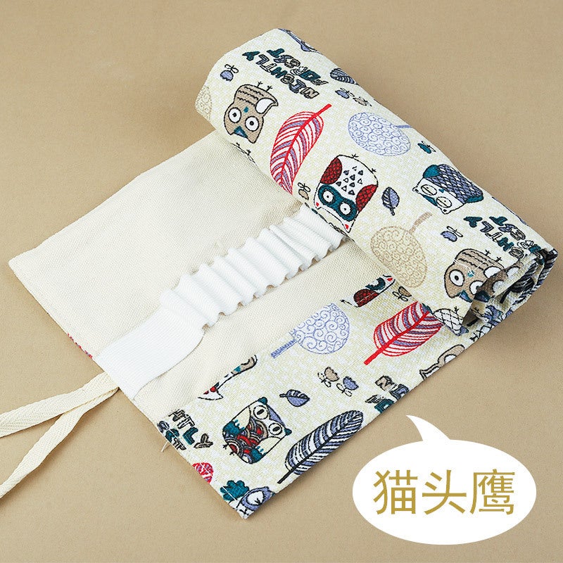 Weizhuang Canvas Pen Curtain 72-Hole Large Capacity Cute Cat Cartoon Men And Women Pencil Case Canvas Sketch Color Lead Painting Stationery Bag - Image 1