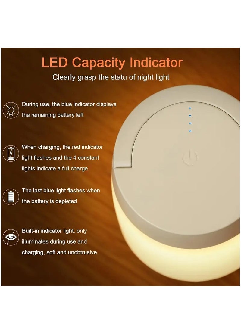 مصباح بجانب السرير محمول مبتكر، ضوء LED دافئ محمول يعمل باللمس لحماية العين، مصباح طاولة ليلي غير موصول، هدية لغرفة النوم العائلية والأطفال