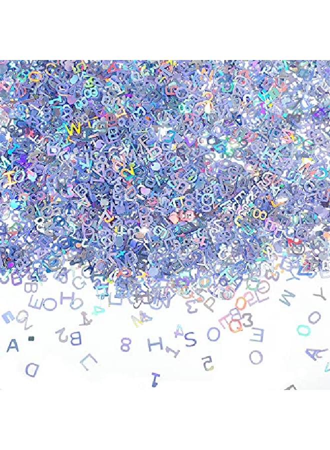 Skylety 3500 Pieces Alphabet Number And Letter Glitter 6 Mm Confetti Holographic Laser Party Confetti Shiny Sequins Table Decorations For Diy Balloons Baby Shower Birthday Wedding Party Nail Arts 2.1 Oz/Bag - Image 1