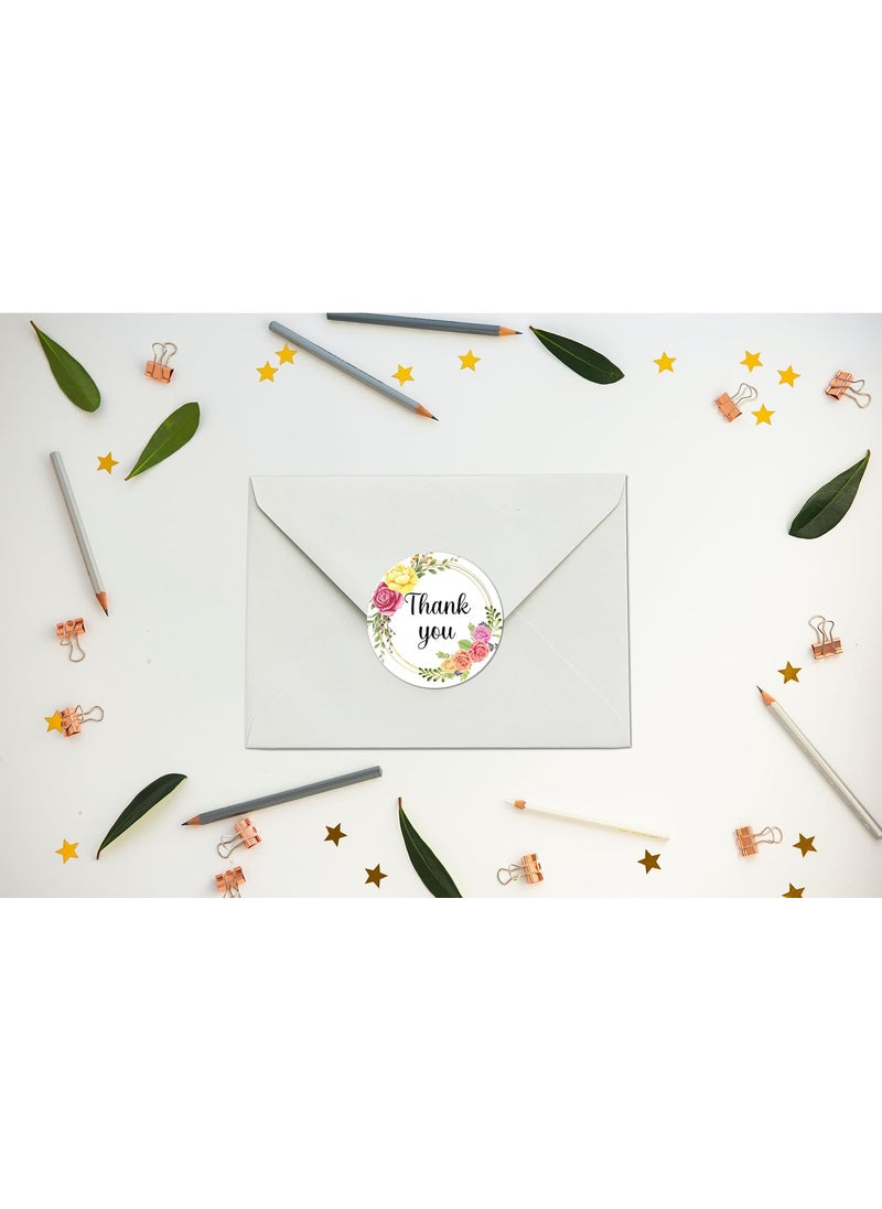 RokAPary 40 Floral Thank You Stickers 2 Inch Big Round Glossy Labels Great for Weddings Bridal Shower Engagement Party Party Favors Dcor Tags Supplies Made in USA  - Image 3