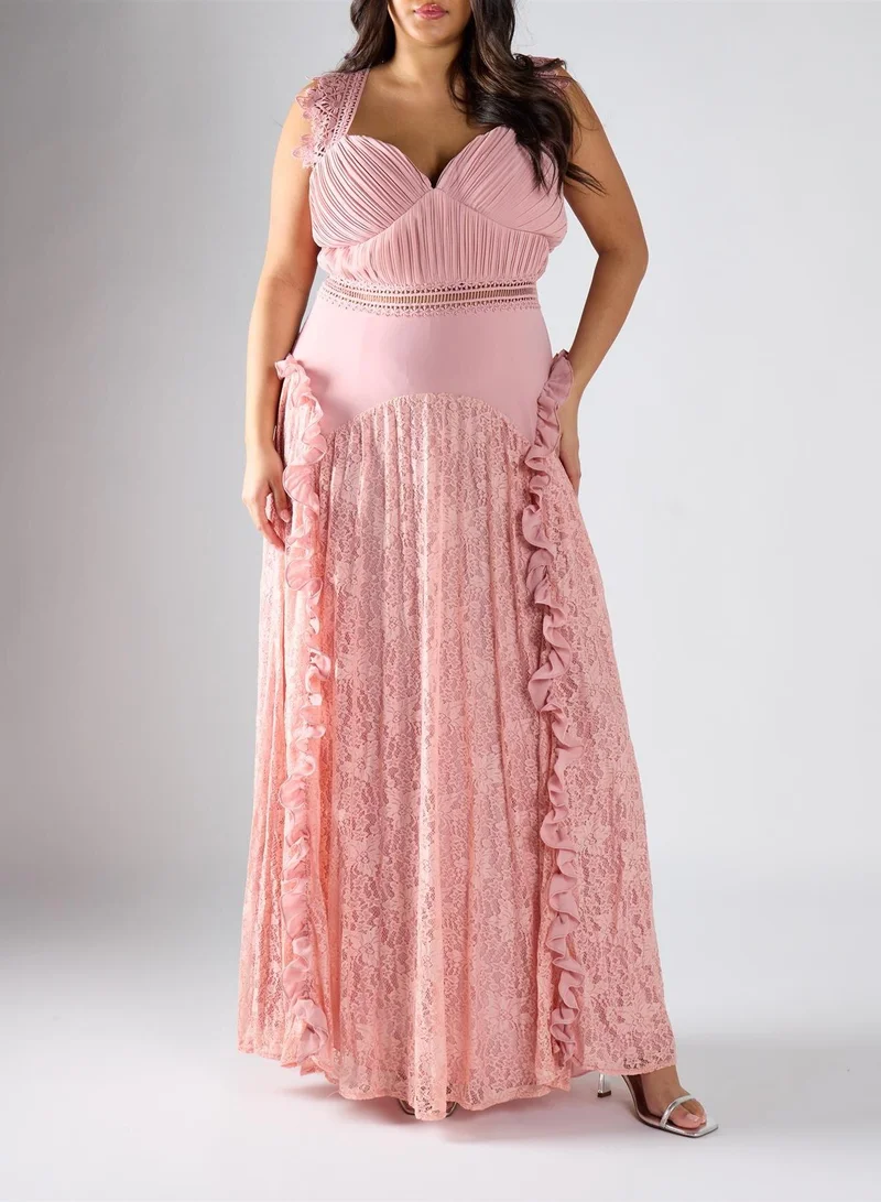 True Decadence Curve Soft Nude A-Line Dress Maxi Dress