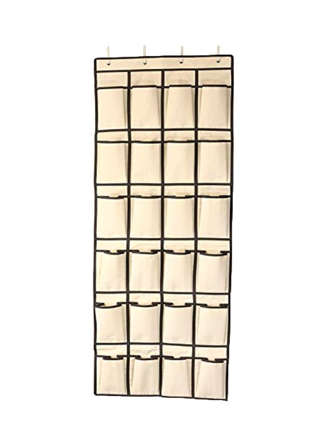 NIBEMINENT Door Hanging Fabric Shoe Organizer Beige/Black  - Image 1