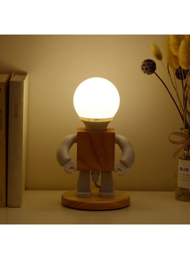 NIBEMINENT Solid Wood Robot Table Lamp Multicolour - Image 1