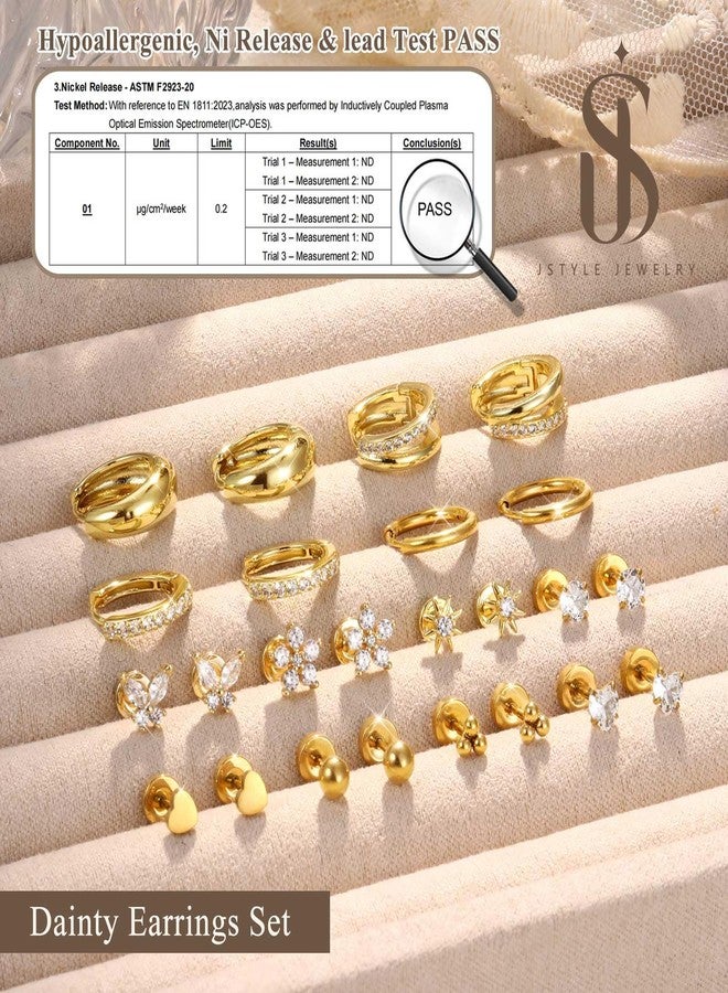 جي ستايل أقراط حلقية مطلية بالذهب عيار 14 قيراطًا من جي ستايل، مضادة للحساسية، للنساء والرجال، مصنوعة من الفولاذ الجراحي المقاوم للصدأ، ذات ظهر مسطح، أقراط صغيرة حلقية للغضروف، مجموعة أقراط مناسبة لثقوب متعددة، هدية مجوهرات للنساء - Image 3