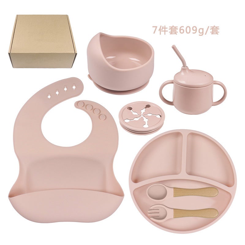 Baby Silicone Suction Divider Plate CartoonLotus color 7-piece set Lotus color 7-piece set 