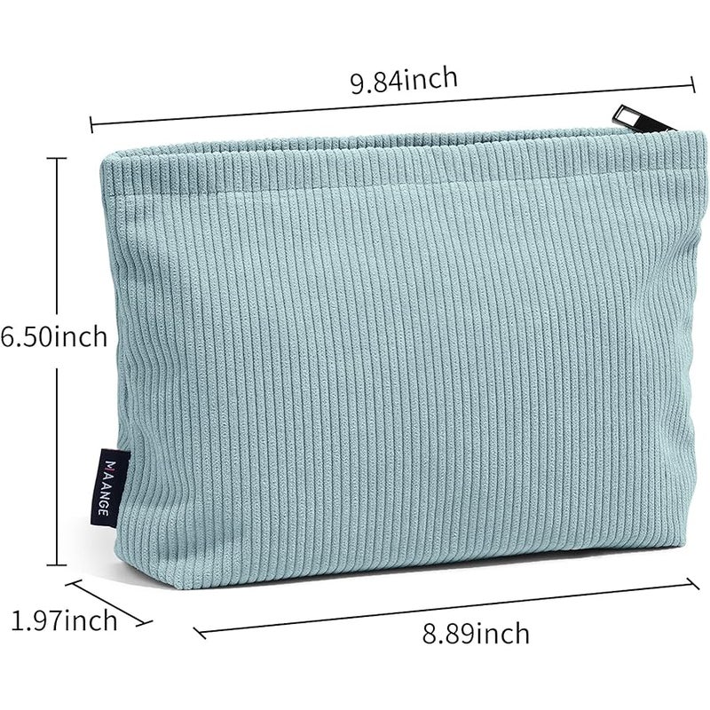 MAANGE Cosmetic Bags for Women Small Makeup Bag for Purse Corduroy Makeup Pouch Travel Makeup Bag with Metal Zipper Make Up Bag for Travelling, Green, Fashion - Image 2