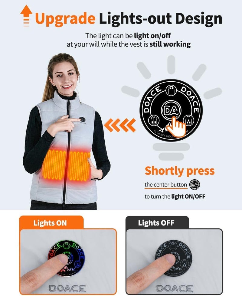 DOACE Heated Vest for Women and Men, Smart Electric Heating Vest Rechargeable, Battery Not Included - Image 4