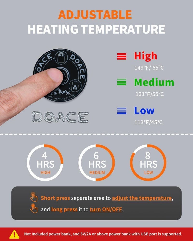 DOACE Heated Vest for Women and Men, Smart Electric Heating Vest Rechargeable, Battery Not Included - Image 3