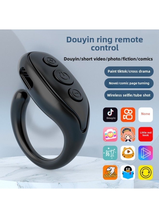 2022 Ring Trembles Bluetooth Remote Control Finger Belt Mobile Phone Selfie Camera Video Click Page-turning Device-Color:Jx-03-black - Image 1
