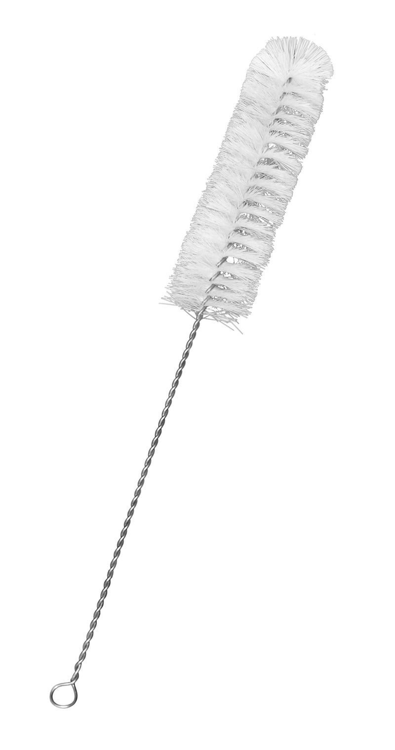 EISCO Nylon Cleaning Brush with Fan-Shaped End, 15" - Twisted Stainless Steel Wire Handle - Ideal for 1.6" - 2" Diameter Glassware, Beakers, Test Tubes, Cylinders, Flasks, Cups, Jars, Vases - Image 1