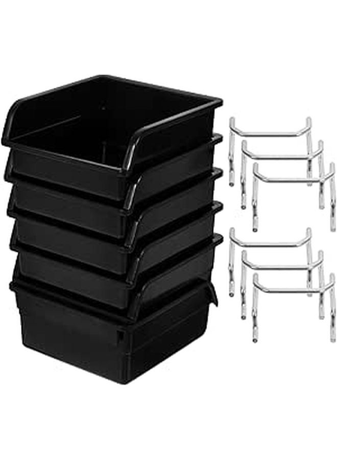 Black Pegboard Storage Bins with Hooks 6 Pack Thickened Plastic Organizer for Garage Workshop - Image 1