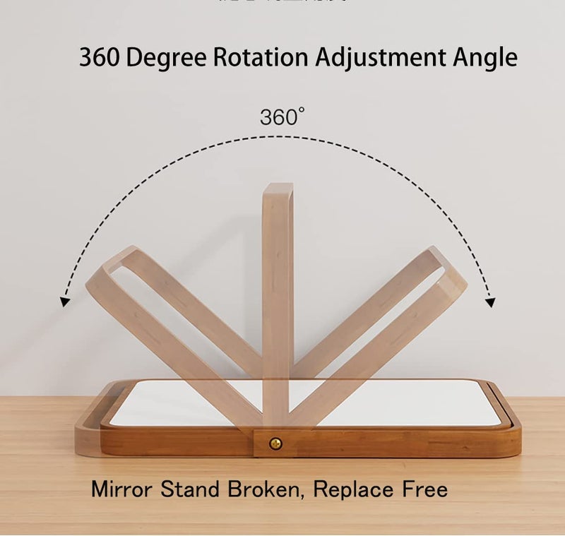 ZOROSY Wood Table Makeup Mirrors for Women - Rectangle Wall-Mounted Mirrors Desk Mirrors for Living Room Bedroom Birthday Gifts - Image 3