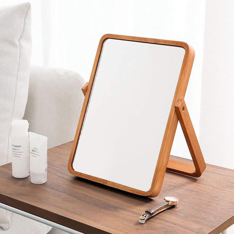 ZOROSY Wood Table Makeup Mirrors for Women - Rectangle Wall-Mounted Mirrors Desk Mirrors for Living Room Bedroom Birthday Gifts - Image 5