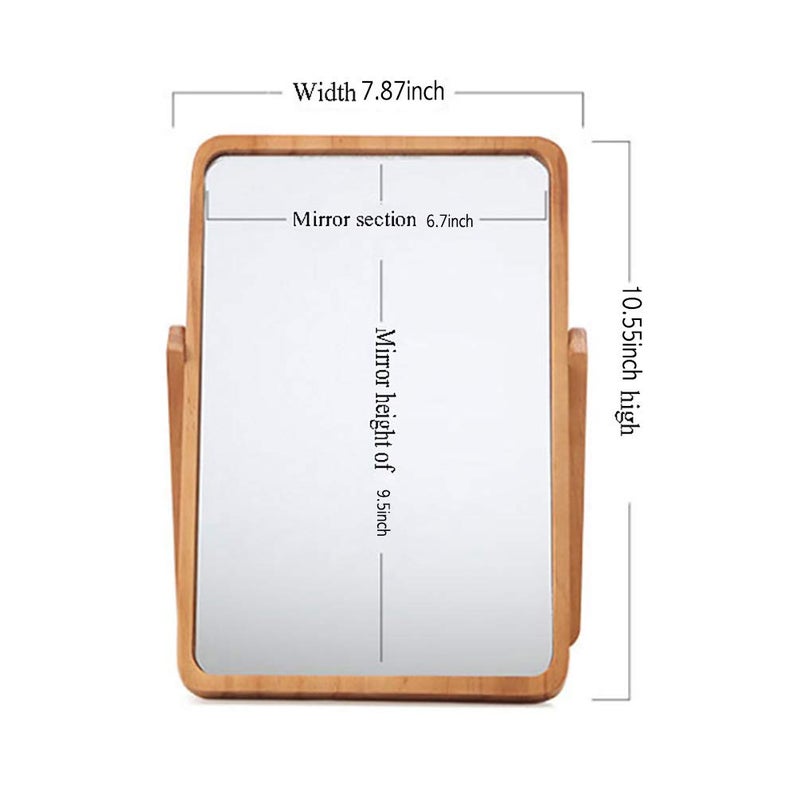 ZOROSY Wood Table Makeup Mirrors for Women - Rectangle Wall-Mounted Mirrors Desk Mirrors for Living Room Bedroom Birthday Gifts - Image 2