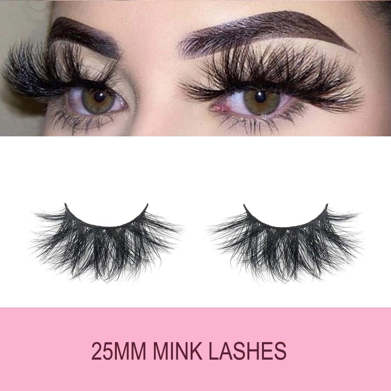 mikiwi Wholesale 25mm Mink Lashes Mikiwi E01-5, Real Mink EyeLashes, Thick HandMade Full Strip Lashes, Crueltyl Free Fluffy Lash, Dramatic Lashes for Halloween Party, 3D Mink Lashes Bulk Pack-5 - Image 2