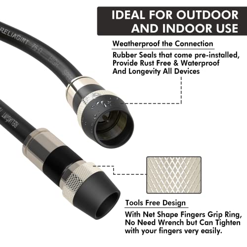 RELIAGINT 35ft RG6 Coaxial Cable, 75 Ohm TV Coax Cable with Weatherproof Rubber Boot, Tri-Shield UV-Resistant Wall-Rated Outdoor TV Antenna & Satellite Extension Cord - Image 5