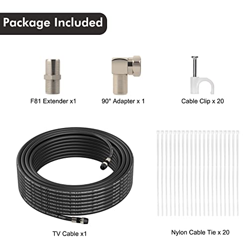 RELIAGINT 35ft RG6 Coaxial Cable, 75 Ohm TV Coax Cable with Weatherproof Rubber Boot, Tri-Shield UV-Resistant Wall-Rated Outdoor TV Antenna & Satellite Extension Cord - Image 2