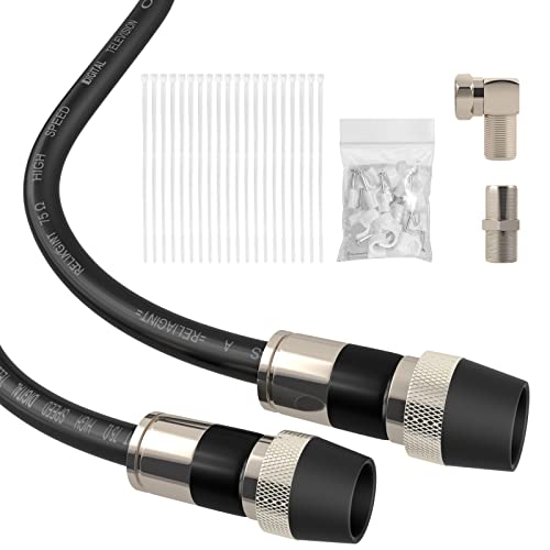 RELIAGINT 35ft RG6 Coaxial Cable, 75 Ohm TV Coax Cable with Weatherproof Rubber Boot, Tri-Shield UV-Resistant Wall-Rated Outdoor TV Antenna & Satellite Extension Cord - Image 1