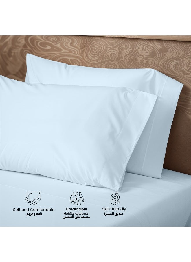 Rest 3-Piece Sky Blue Plush 220X240 Flat Bedsheet Set Includes 1 Deep Pocket Flat Bedsheet And 2 Pillow Covers, Breathable And Machine Washable  - Image 3