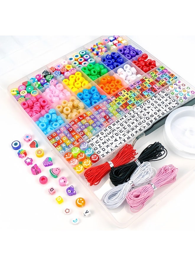 DIY Beaded Jewelry Accessories Ki, Beads for Making Necklace  Earrings Bracelet with Pony, Kandi, Polymer Clay, Smile Face & Letter Beads , DIY Arts and Crafts Gifts Toys for Girls Age 5-12 - Image 3