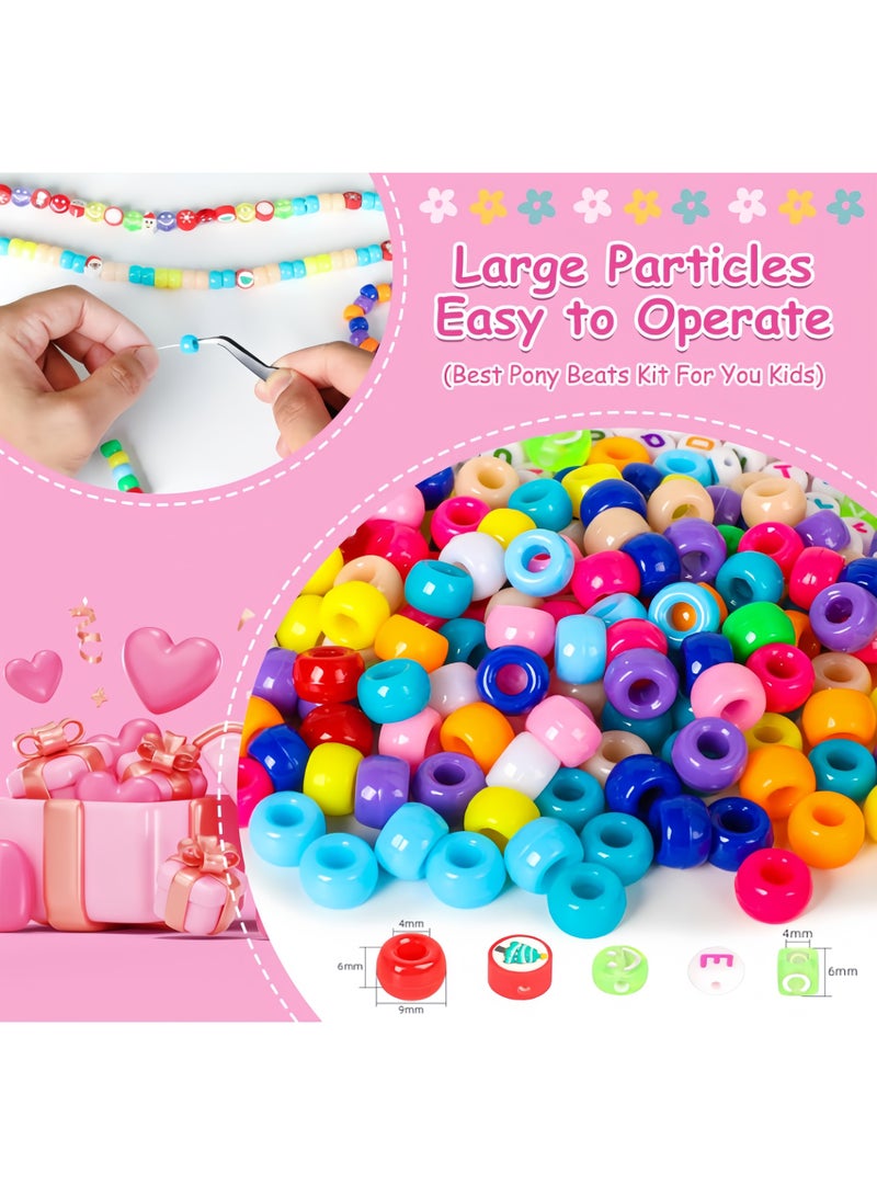 DIY Beaded Jewelry Accessories Ki, Beads for Making Necklace  Earrings Bracelet with Pony, Kandi, Polymer Clay, Smile Face & Letter Beads , DIY Arts and Crafts Gifts Toys for Girls Age 5-12 - Image 5