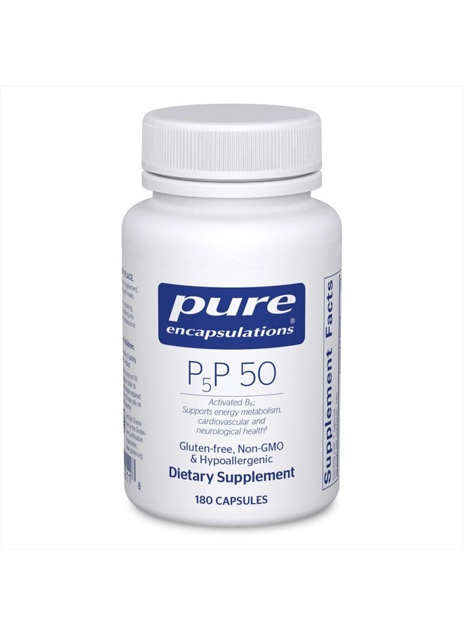 Pure Encapsulations - P5P 50 - Active Vitamin B6 - Supports Energy Metabolism & Brain Health* - Gluten Free & Non-GMO - 180 Capsules - Image 1