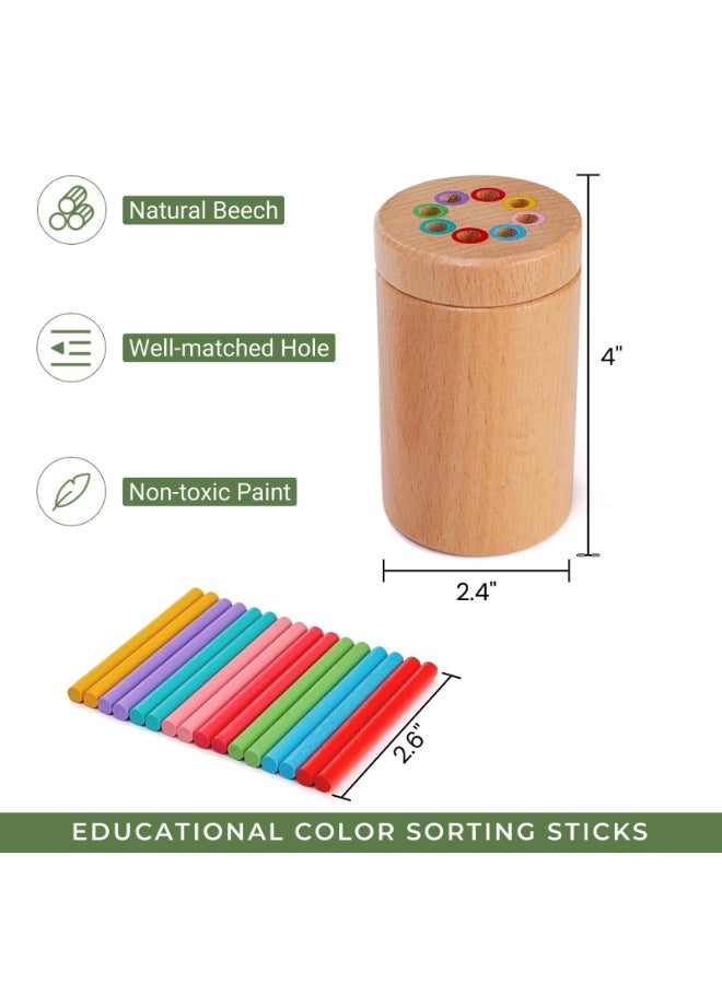 Montessori Toys for 1-3 Year Old: Wooden Learning Color Sorting Toys for Toddlers Age 1 2 3, Fine Motor Developmental Infants Sensory Matching Games, Busy Board 18 month old Baby Boys Girls Gifts - Image 2