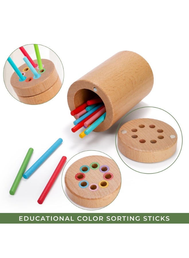 Montessori Toys for 1-3 Year Old: Wooden Learning Color Sorting Toys for Toddlers Age 1 2 3, Fine Motor Developmental Infants Sensory Matching Games, Busy Board 18 month old Baby Boys Girls Gifts - Image 3