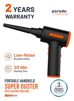 Portable Handheld Super Duster with Vacuum Function - Black