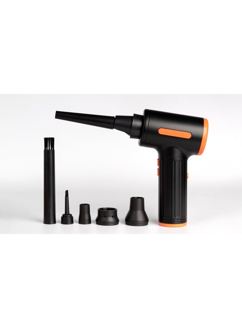 porodo - Triple Speed Portable Air Duster with Extra Nozzles and Vacuum Function / 7500mAh Built-in Battery / Low-Noise Brushless Motor / Efficient / 30mins Working Time - Black - Image 1