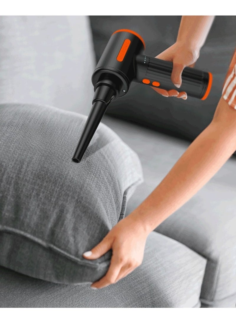 porodo - Triple Speed Portable Air Duster with Extra Nozzles and Vacuum Function / 7500mAh Built-in Battery / Low-Noise Brushless Motor / Efficient / 30mins Working Time - Black - Image 1