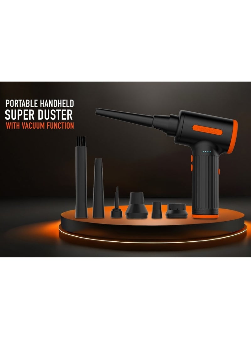 porodo - Triple Speed Portable Air Duster with Extra Nozzles and Vacuum Function / 7500mAh Built-in Battery / Low-Noise Brushless Motor / Efficient / 30mins Working Time - Black - Image 1