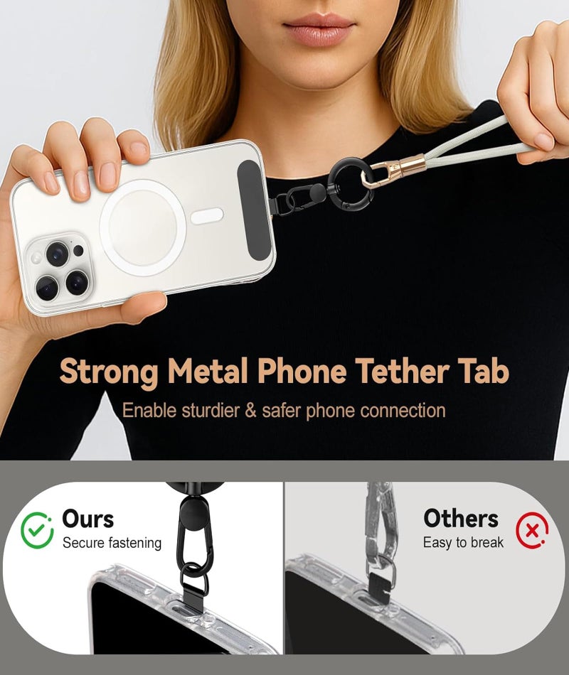 Aeenioy Rotatable Phone Tether Tab and Zinc Alloy Buckle, Phone Tag, Universal Phone Lanyard Patch, Cell Phone Replacement Pad, Compatible for iPhone & Other Cell Phone - Image 5